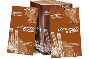Sachets Scented for Closet and Drawer, MYARO 12 Packs Sandalwood&Vanilla Long-Lasting Sachets Bags Home Fragrance Perfume Sachets, Smell Goods for House