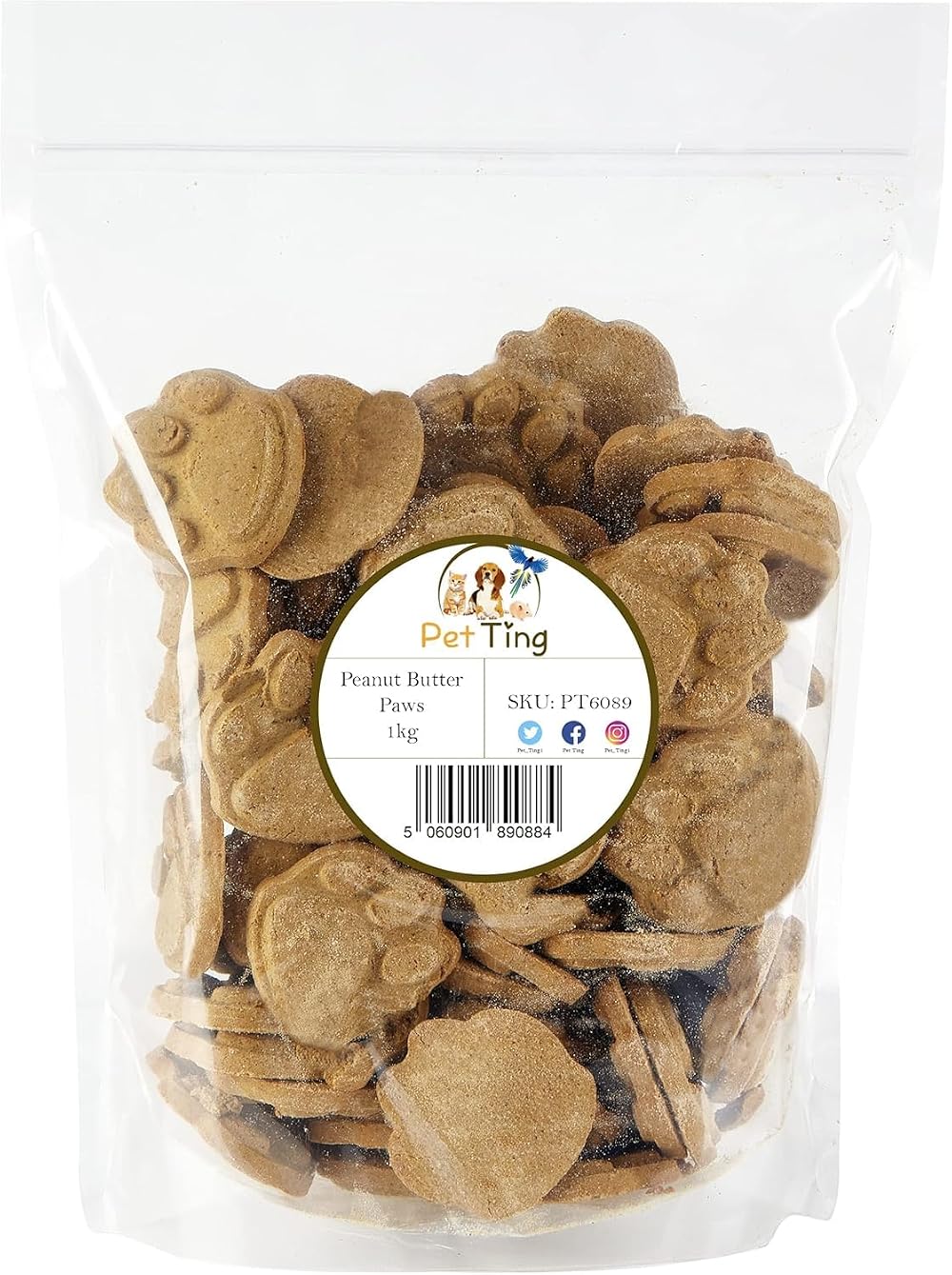 Pet Ting Premium Peanut Butter Paws Dog Treat 1kg