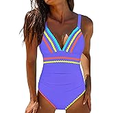 popvil Women’s Tummy Control One Piece Swimsuit 2026 – Flattering Slimming Bathing Suit Ruched Shapewear Modest Swimwear