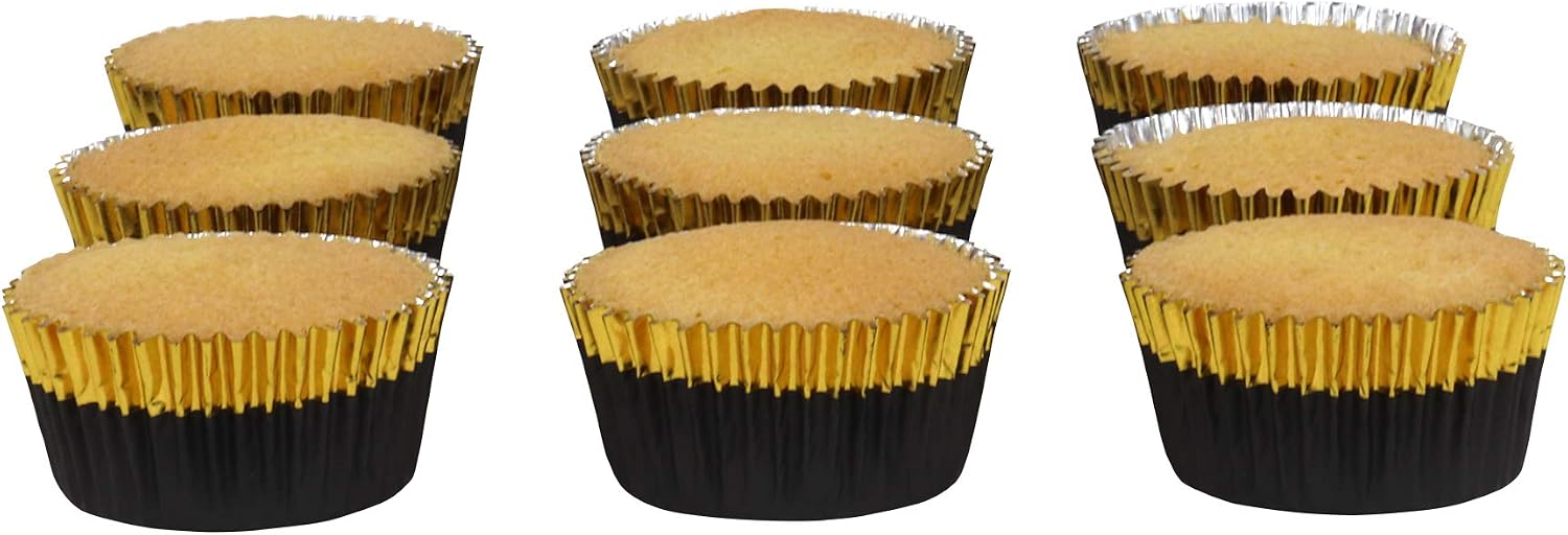 PME BC836 Black with Gold Trim Foil Coated Cupcake Cases - 30 Pack, Standard - Image 4
