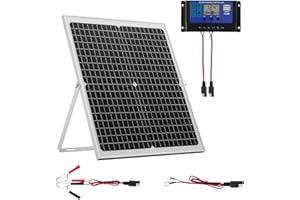 VEVOR Chargeur de batterie solaire 30 W 12 V, chargeur de batterie solaire avec contrôleur MPPT intelligent et support de mon