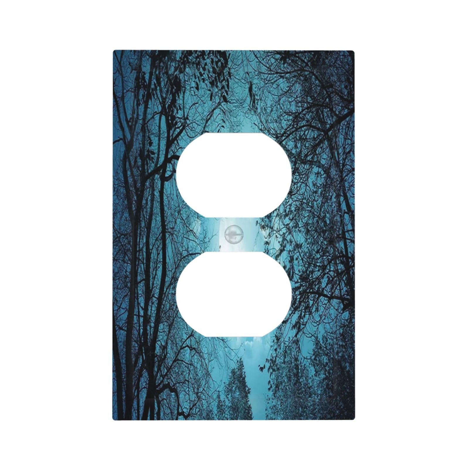 Spshian Outlet Covers Teal Full Moon Forest 1 Gang