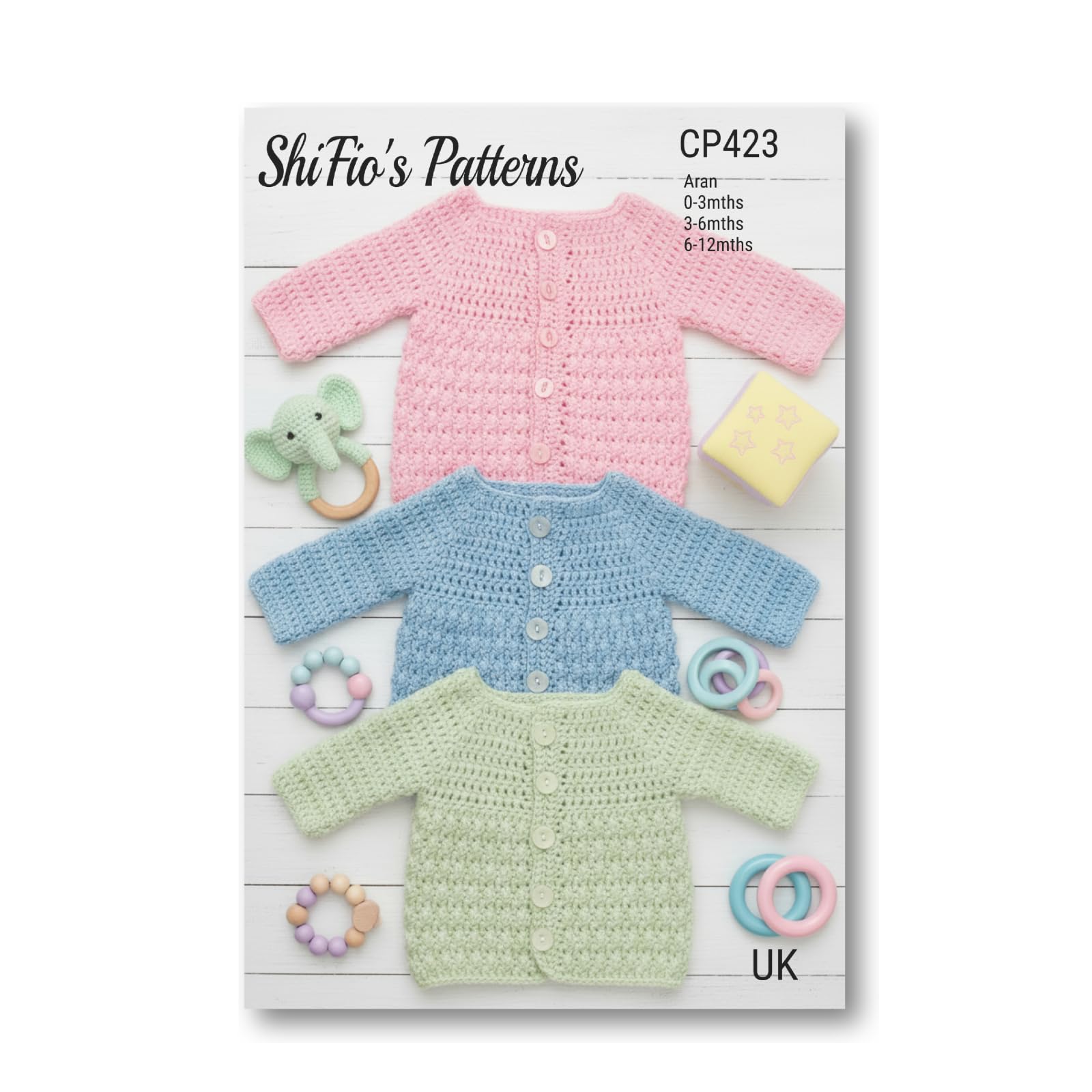 Crochet Pattern for Babies Aran Raglan Cardigan, 3 Sizes - 0-12 Months, UK Terminology, CP423