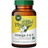 MegaFood Vegan Omega 3 6 9 - Burp-Less Supplement - 600 mg Plant-Based Omega 3 & 150 mg DHA Per Serving - Heart, Brain, Vision & Joint Support - Fish Oil Alternative - 60 Capsules, 30 Servings