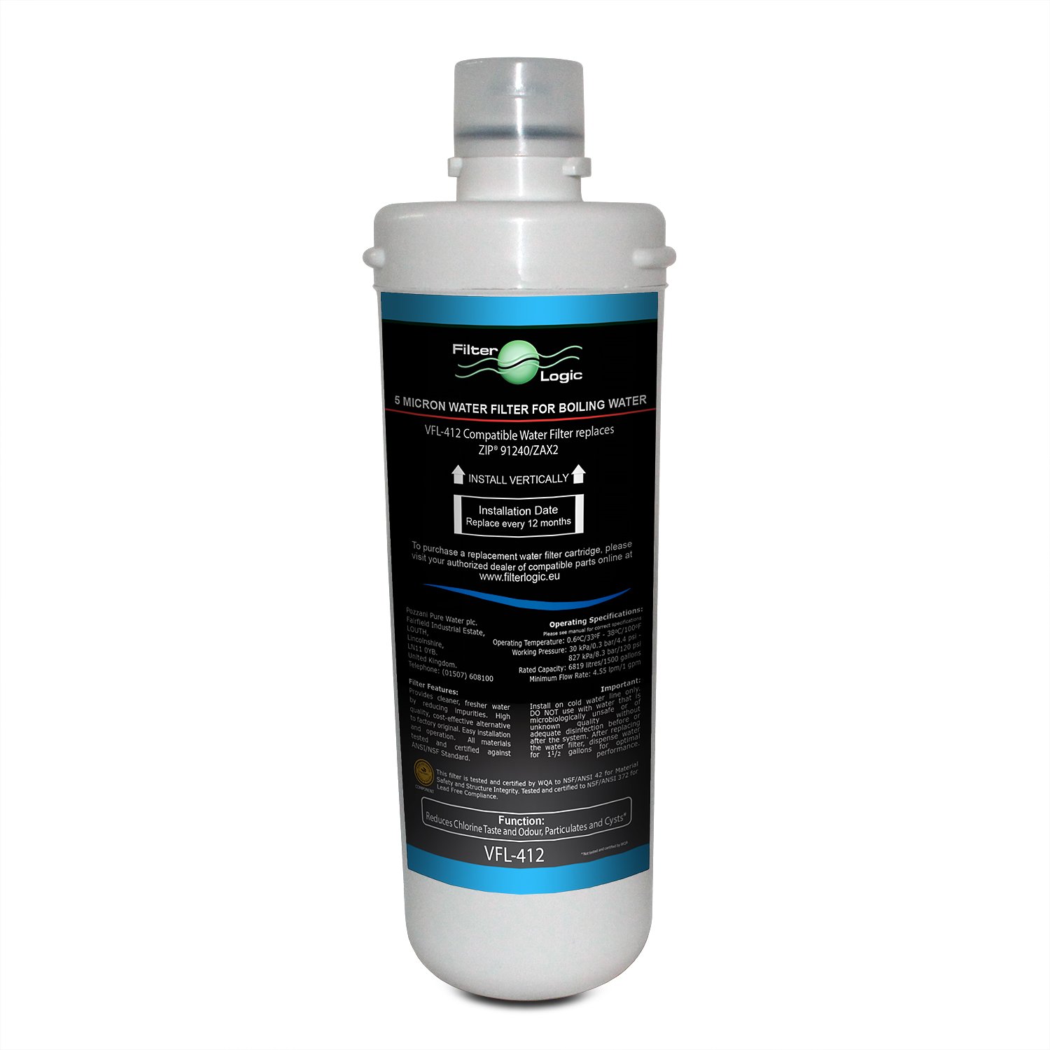 FilterLogic VFL-412 Compatible Zip Hydro Boil Water Filter Cartridge 91240/ZAX2