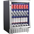 AAOBOSI 24 Inch Beverage Cooler, 164 Cans Freestanding and Built-in Beverage Refrigerator with Advanced Cooling System, Adjus