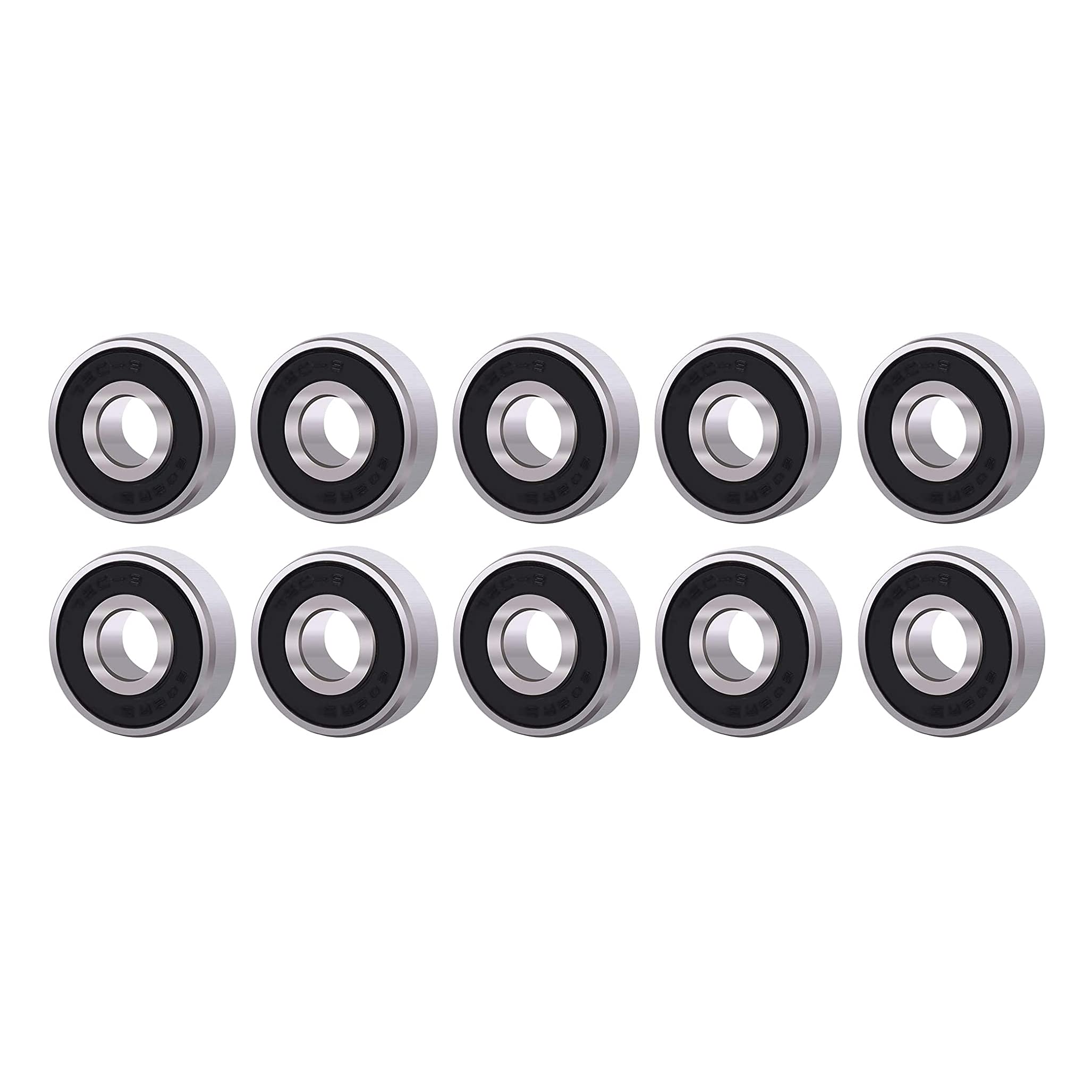 Hsthe Sea 10 PCS Ball Bearings Frictionless Color Miniature Metal Bearings ABEC-9 608 2RS Couble Shielded Bearings Stainless Steel Bearings for Long Skateboards Four-wheel Skates Wheels（Black）