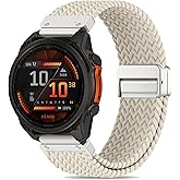 Laband QuickFit 26mm Magnetic Braided Compatible with Garmin Fenix 8 51mm Watch Band/7X Pro/7X/6X/5X/5X Plus/Fenix 3/2X, Stretchy Nylon Elastic Fabric Strap for Enduro 3/Instinct 2X/Descent MK1
