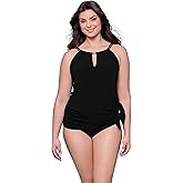 Aqua Green Womens Keyhole Neckline Adjustable Coverage Slimming Swimdress