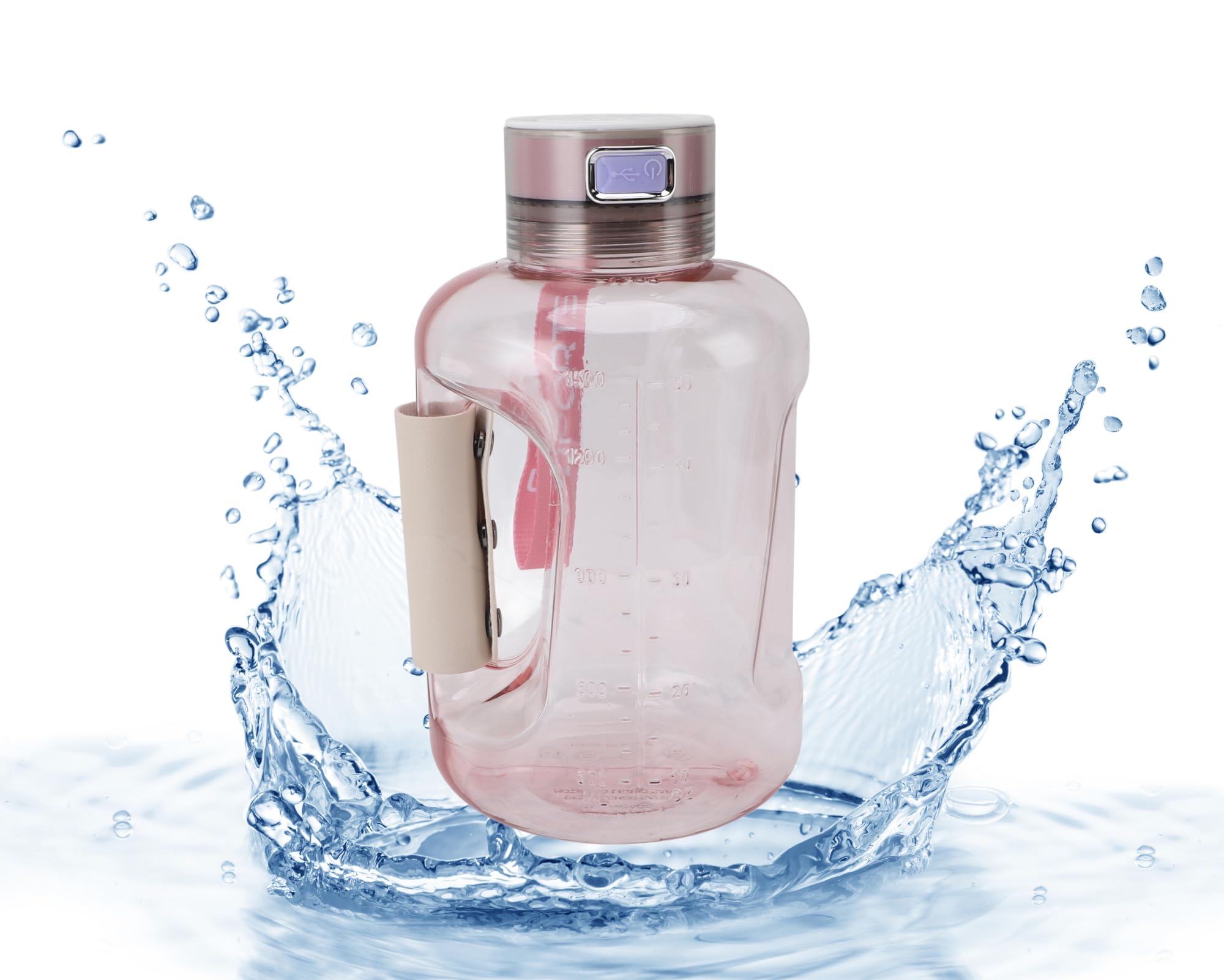 1.5L Hydrogen Water Bottle, Portable Hydrogen Water Machine, Hydrogen Water Bottle Generator with SPE PEM Tech, Sports Water Bottle for Drinking Water, for Family Fitness (Roseate)