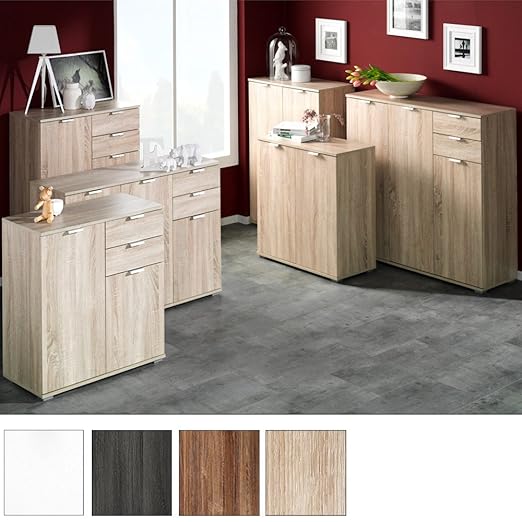 title=Mobiletto/credenza/armadietto moderno in legno, ampia capienza con vari