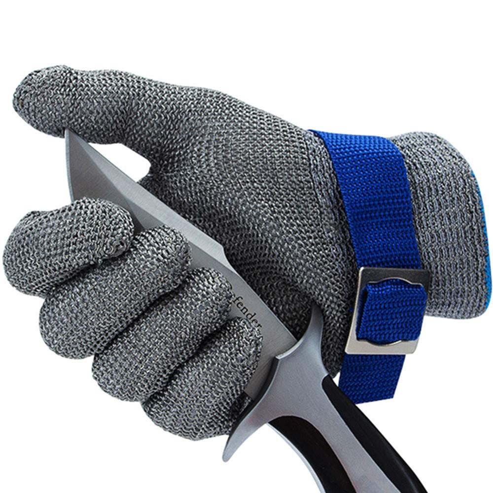 CPTDCL Level 9 Cut Resistant Glove Stainless Steel Mesh Metal Wire Glove Durable Rustproof Butcher Kitchen Cutting Protection (M)
