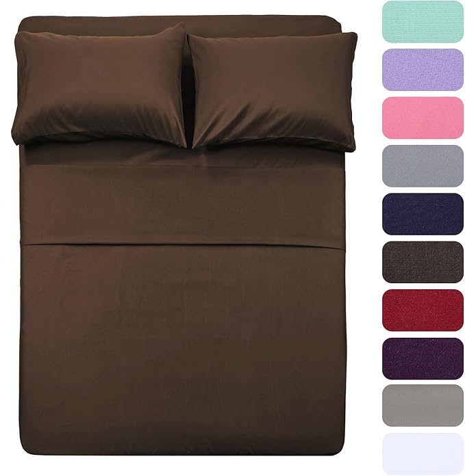 4 Piece Bed Sheet Set (Full,Chocolate) 1 Flat Sheet,1