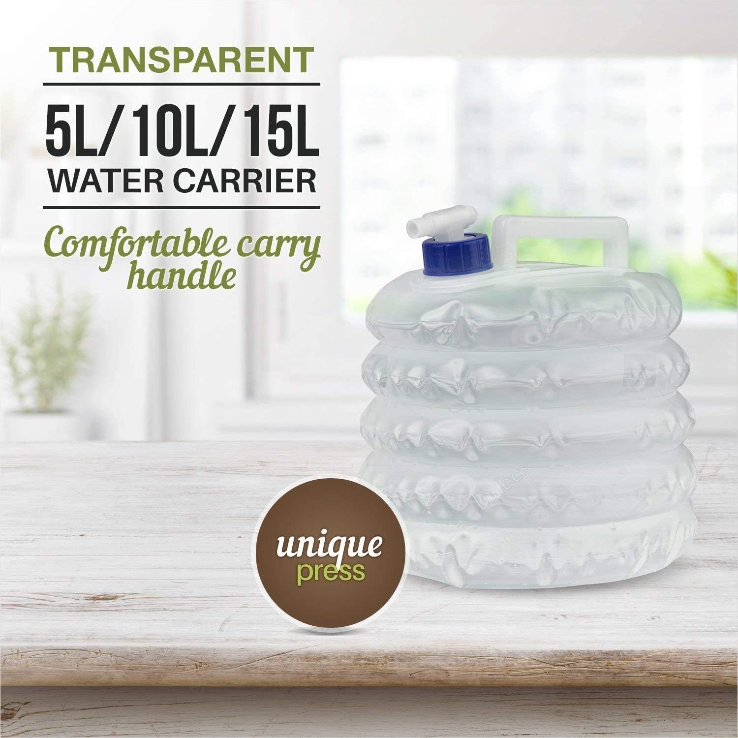FOXNSK Collapsible Water Container, 5L 10L 15L Portable Folding Water Carrier with Tap, BPA Free Water Carrier Tanks - Image 3