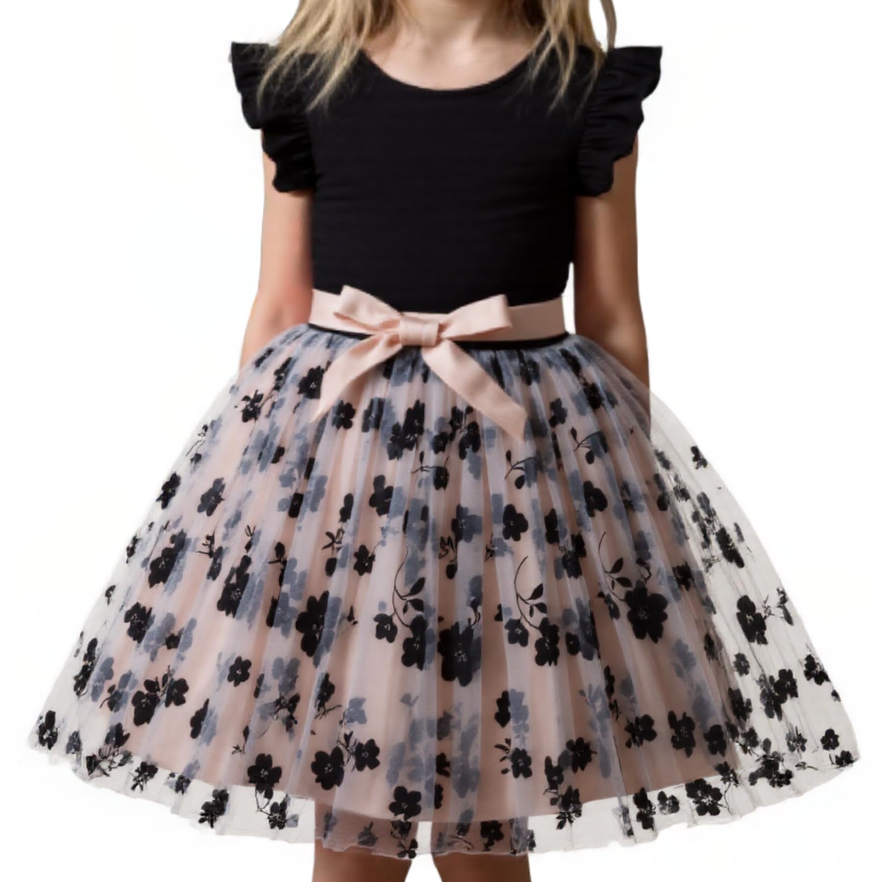 Photo 1 of ****RUNS SMALL***** Toddler Girl Summer Dress Tulle Ruffle Sleeveless Baby Girl Fashion Casual Spring Dresses 3-7Y(Black,4 Years)