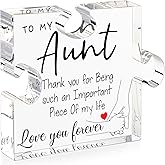 Aunt Gifts from Niece - Unique Aunt Birthday Acrylic Puzzle Piece Plaque Desk Decorations Present for Tia Christmas Wedding and Mother's Day Gifts Best Aunt Ever Gifts