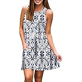 Tanst Sky Summer Dresses for Women 2025 Casual Sleeveless Sundresses Tank Dress Mini Loose Beach Cover Up with Pockets