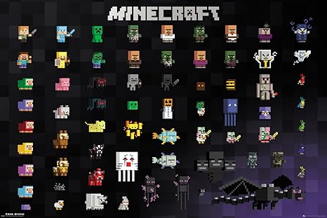 GB eye Ltd Minecraft Pixel Sprites Maxi Poster 61.91.5 cm, Holz, Verschiedene, 65 x 3,5 x 3,5 cm