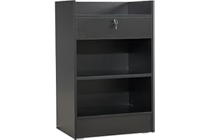 CRIEBEO Cash Register Stand Cash Package Cash Register Portable Counter Podium Stand with Drawer Church,Lock Drawer, Suitable for Nail Salon, Retail, Conference Reception, Shopping Mall (Black)