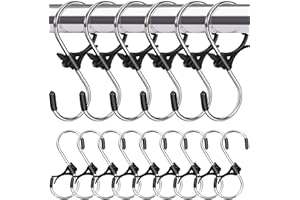 CTOHN 15 Pack S Hooks Stainless Steel with Safety Buckle, Heavy Duty S Shaped Hook for Hanging Plants Clothes Bags Kitchen Utensil Pots and Pans - 3.5 inch