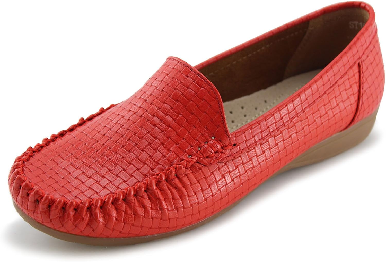 Women's Slipon Loafers Flat Casual Driving Shoes(8, Red