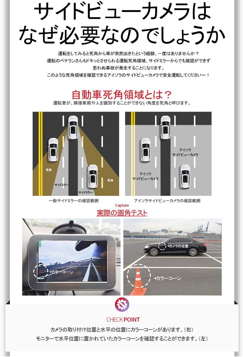 Amazon 車載カメラ オリジナル Isora サイドカメラ コントローラー 本体 車載カメラ クローム バックカメラ本体 車 バイク