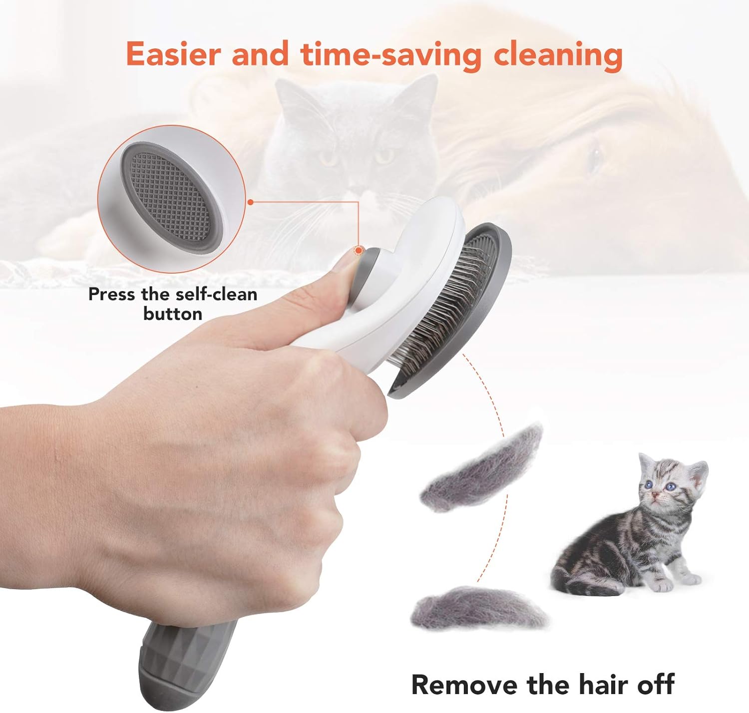 Aumuca Cat Brush and Dog Brush, Cat Brush for Shedding and Grooming with Long or Short Hair Self Cleaning Slicker Brush