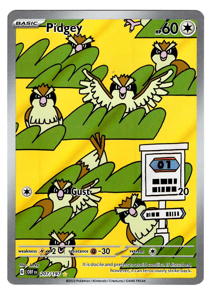 Pokemon - Pidgey 207/197 - Obsidian Flames - Illustration Rare - Holo Foil Full Art