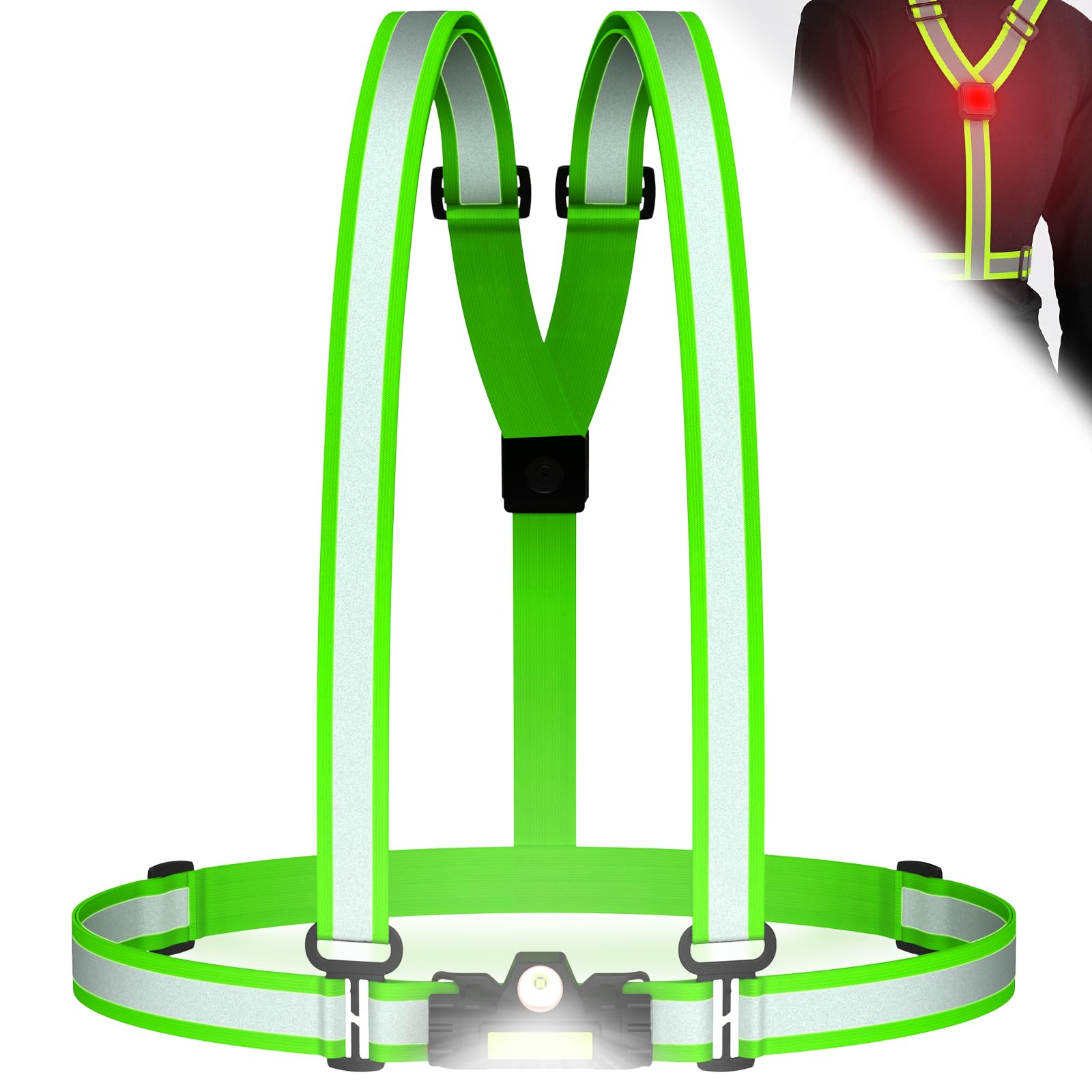 Coorattyes Running Light for Runners,Running Chest Light,High Vis Chest Torch for Running,USB Rechargeable Running light Lamp,Chest Lights for Runners,Led Reflective Vest Running Gear