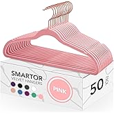 Smartor Pink Velvet Hangers - 50 Pack, Felt Hangers Non Slip Rose Gold Velvet Hangers, Heavy Duty Felt Hanger Flocked Hangers as Coat Hangers, Suit Hangers - Heavy Duty Clothes Hangers Velvet - Pink