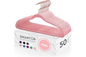 Smartor Pink Velvet Hangers - 50 Pack, Felt Hangers Non Slip Rose Gold Velvet Hangers, Heavy Duty Felt Hanger Flocked Hangers as Coat Hangers, Suit Hangers - Heavy Duty Clothes Hangers Velvet - Pink