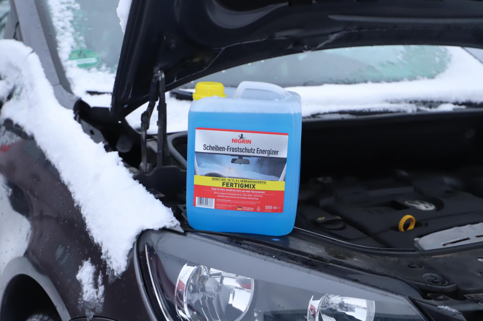 NIGRIN Scheiben Frostschutz Fertigmix ENERGIZER | 5 Liter | wirksam bis -18°C | Reinigungszusatz für Autoscheiben und Scheinwerfer | gegen Schnee, Salz, Öl, Ruß | schlierenfreie Sicht | Wach-Mach Duft 6