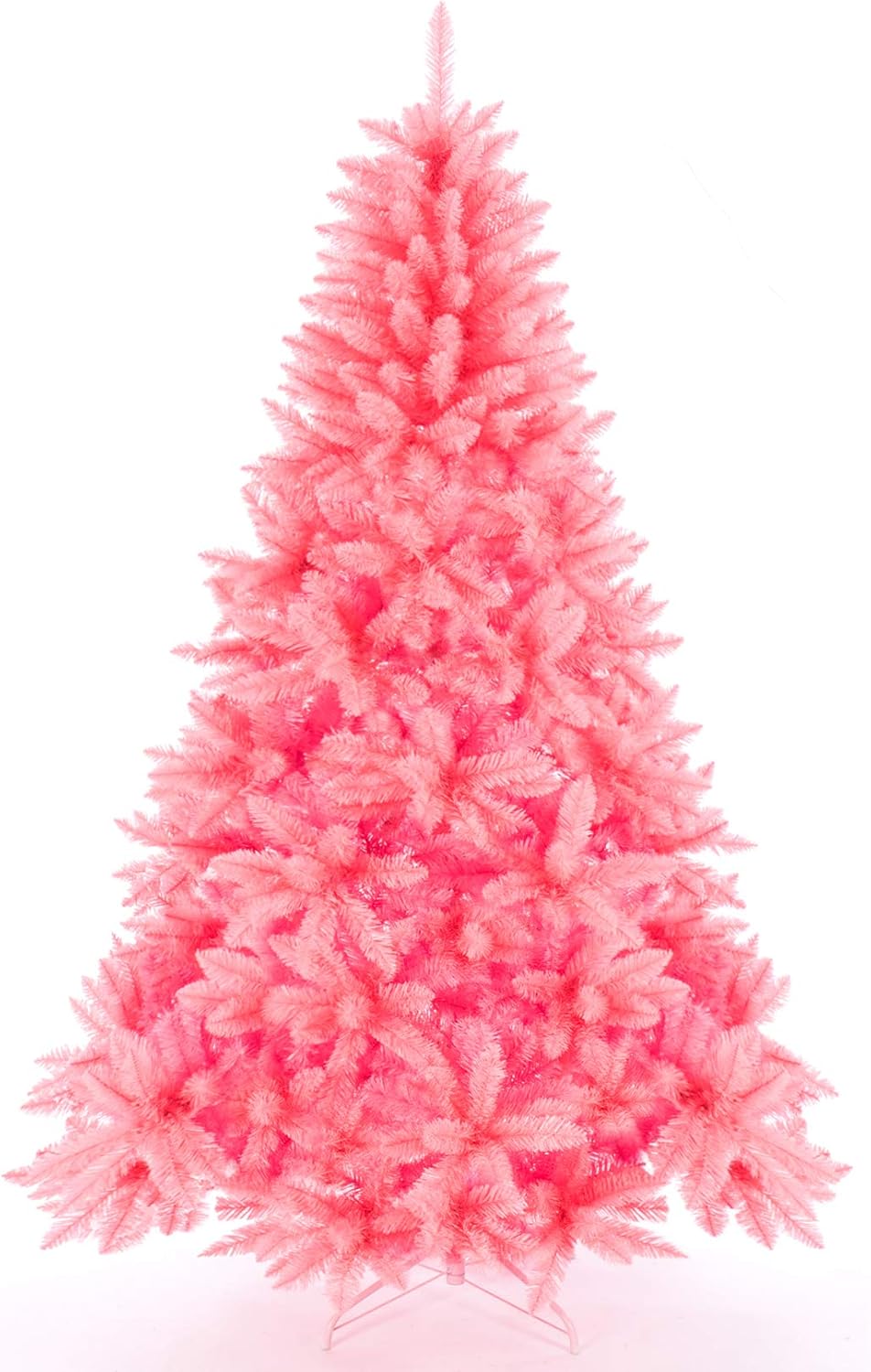 Trees - Artificial Christmas Tree Classic Xmas Pine Tree with Solid Metal Stand 5/6/7 FT Unlit Pink