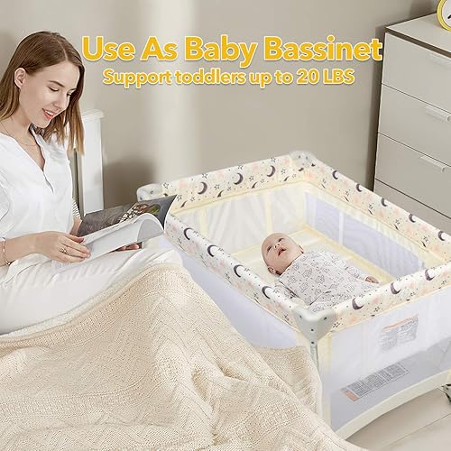 BABY JOY in Portable Pack and Play with Bassinet, Convertible