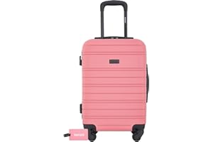 kensie 22" Peonies Hardside Carry-On Luggage with ID Tag, Flowering Ginger