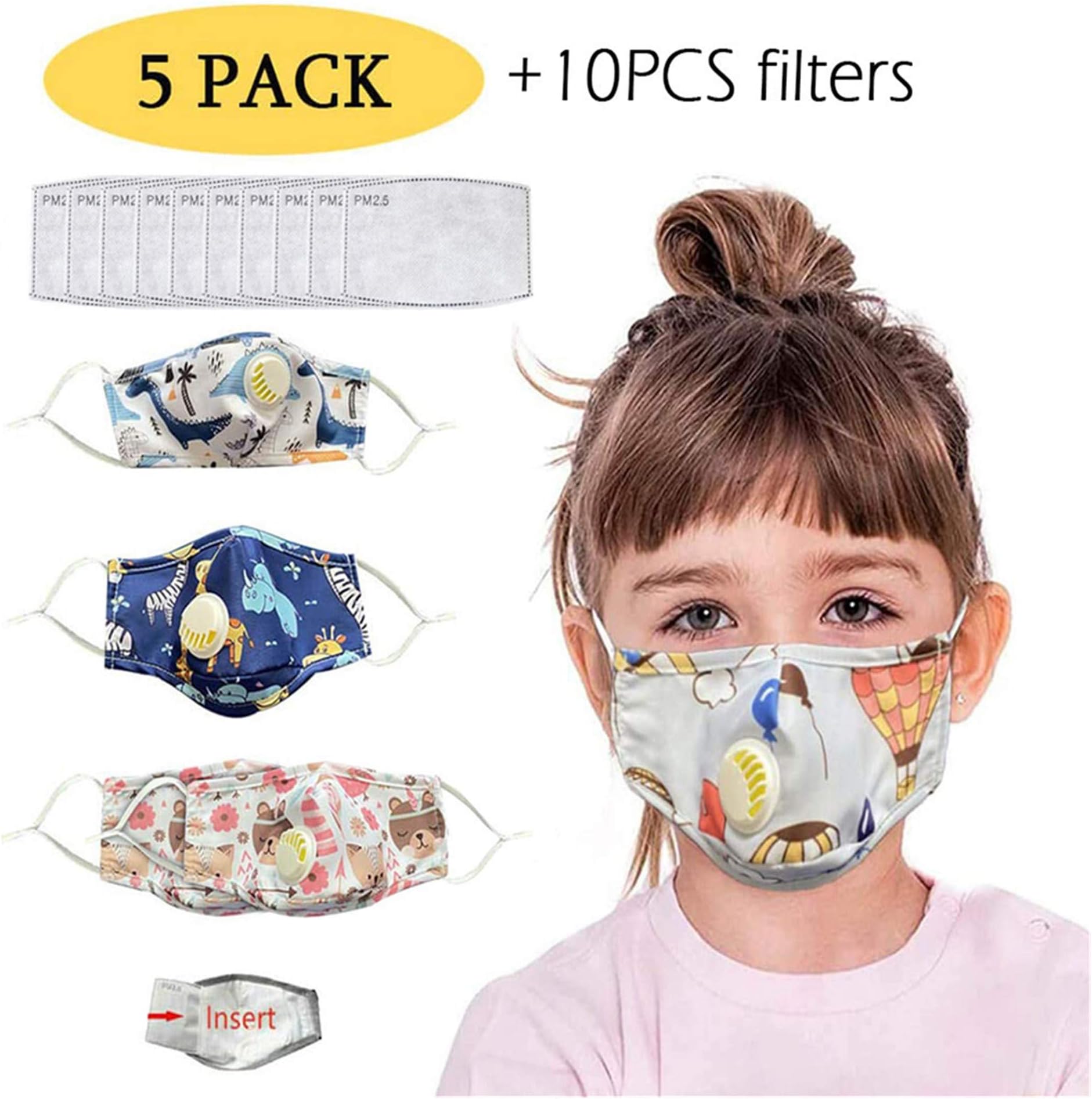 Face Bandanas with Air Filter Cotton Sheet Washable Reusable Face Health with Adjustable Straps (5pc+10PCFilter, Multi)