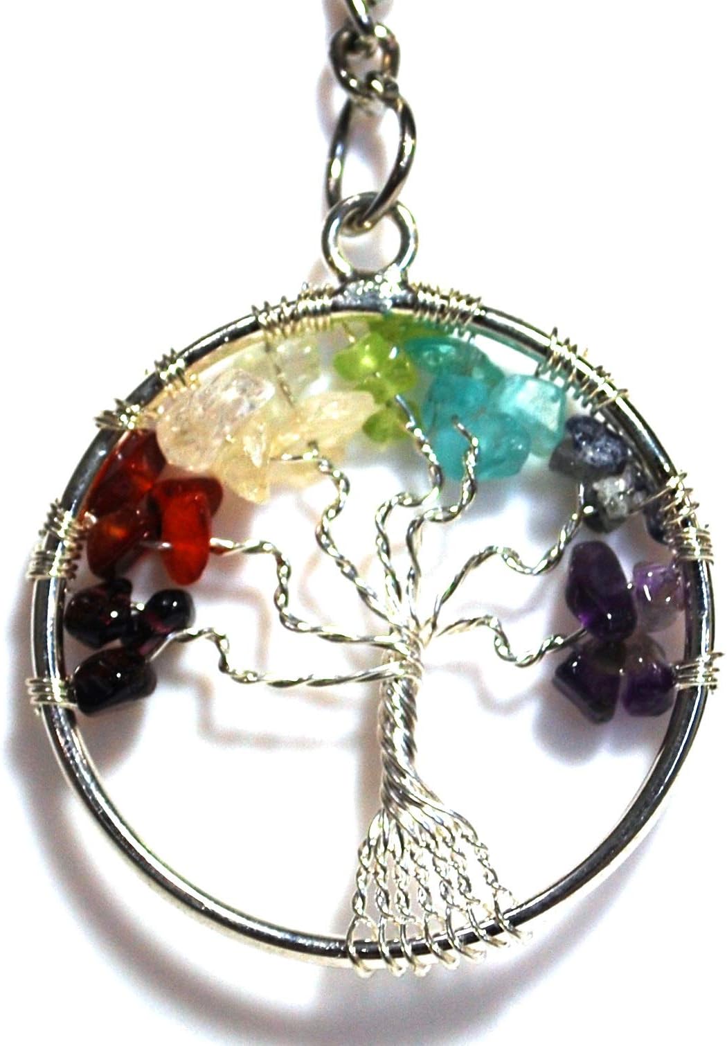 Chakra Balancing - Reiki Healing Energy Charged Chakra Tree of Life Keyring Chain