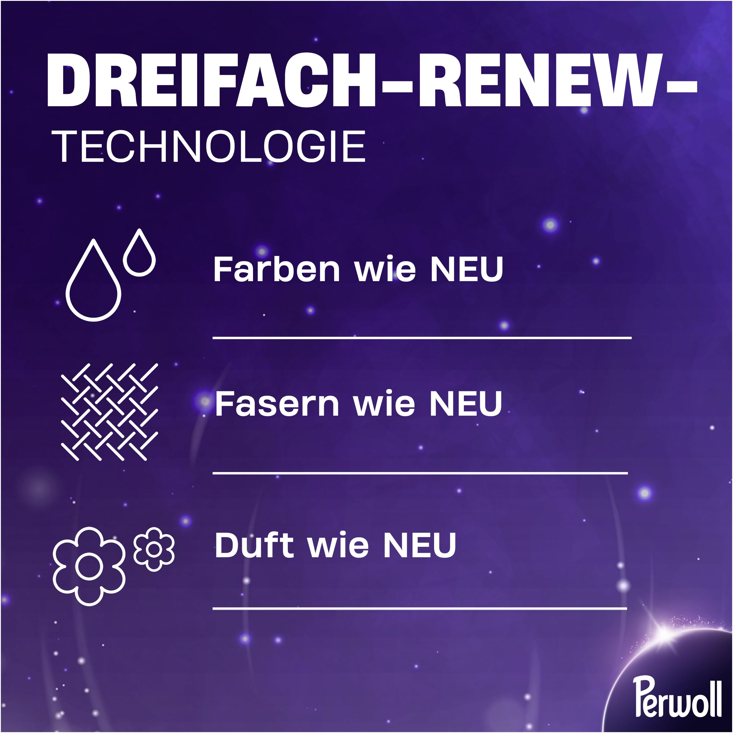 Perwoll Renew Color Waschmittel (52 Waschladungen), Feinwaschmittel reinigt sanft und erneuert Farben und Fasern, für alle farbigen Textilien, Color Waschmittel mit Dreifach-Renew-Technologie 2
