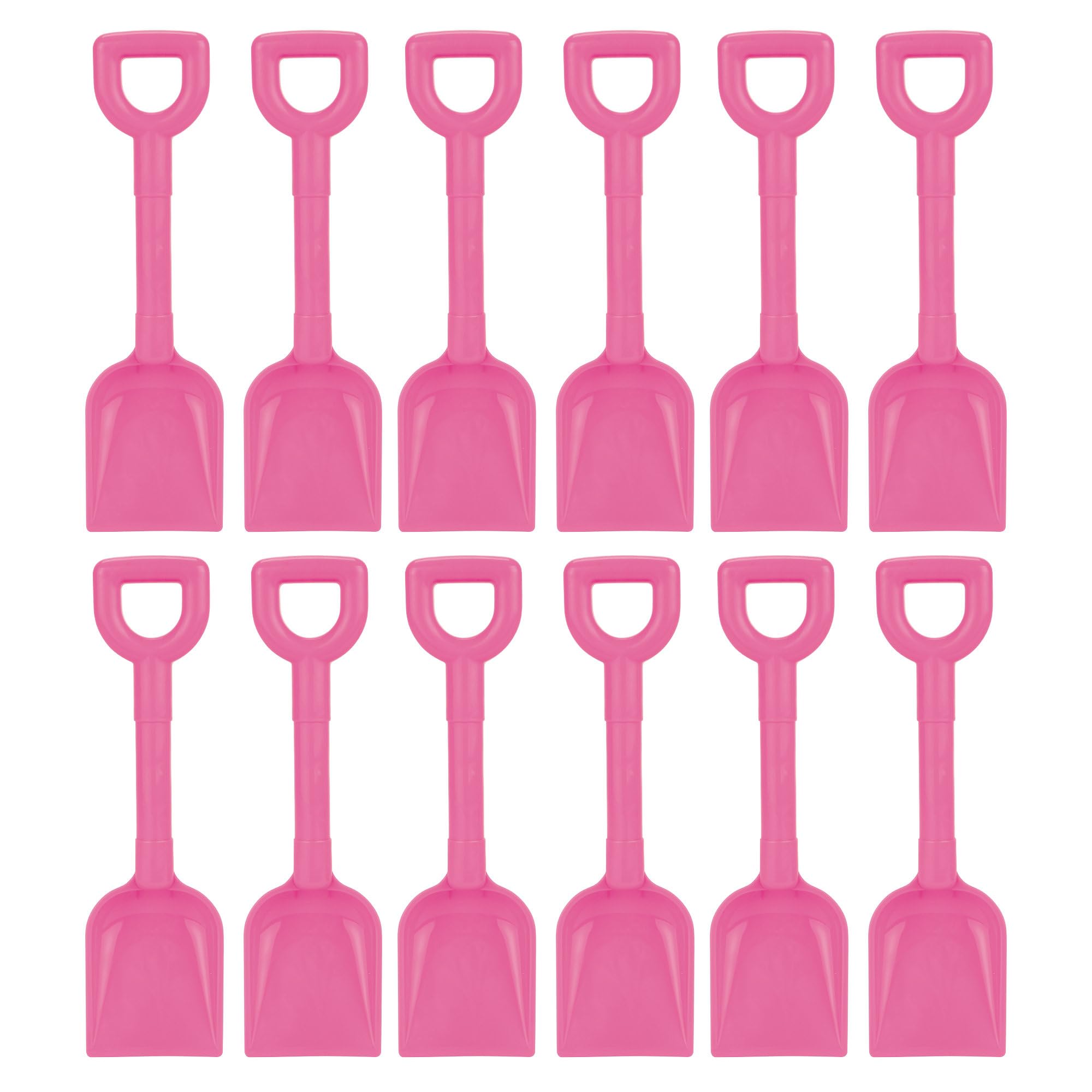 Childrens Kids Small 24cm Plastic Beach Spades - Pink - Set of 12