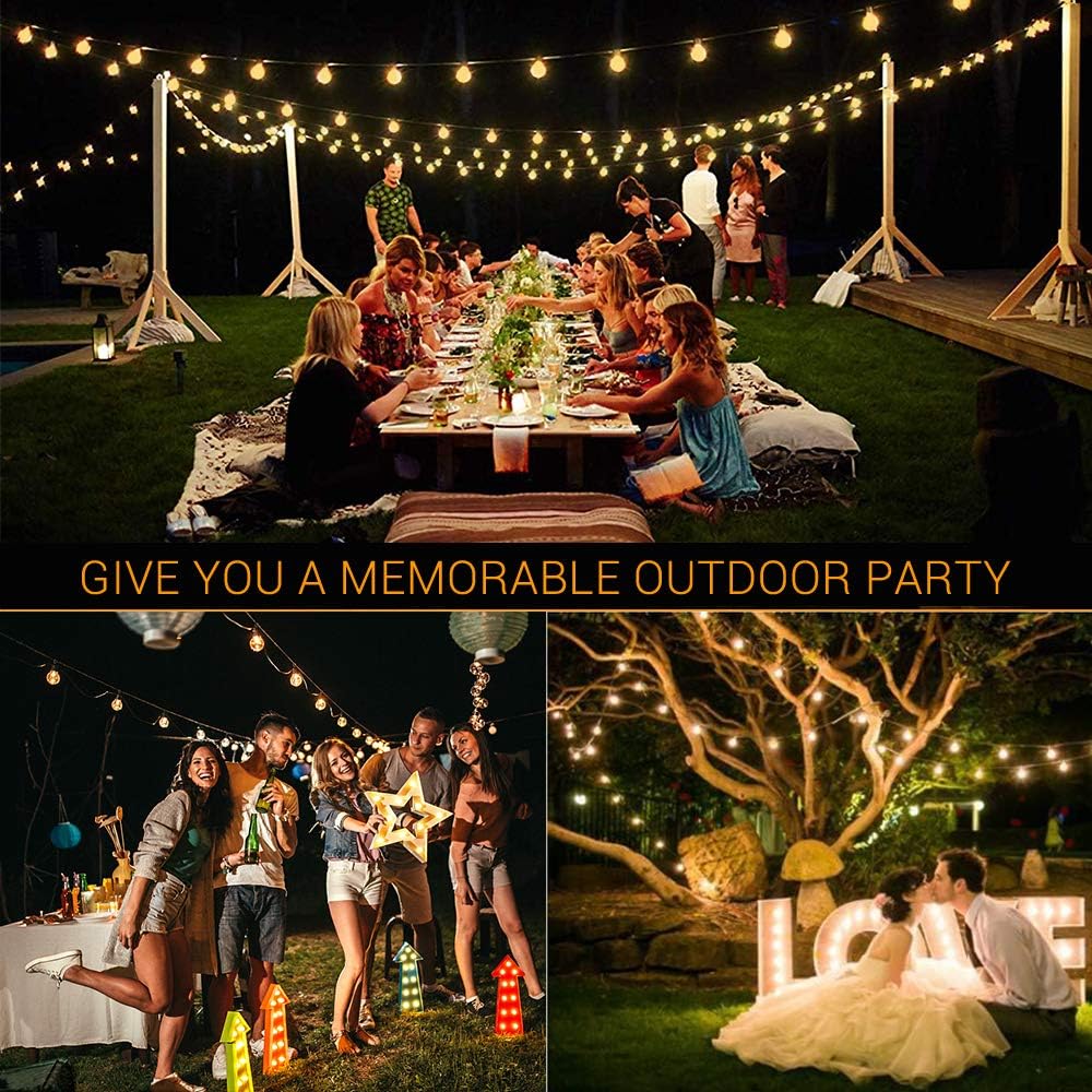 LED Outdoor String Lights - Novtech 38.5FT 30Bulbs G40 Globe String Lights - Waterproof Patio String Lights Outdoor Decorative String Lights for Backyard Bistro Porch Garden Cafe Party - UL Standard - - 