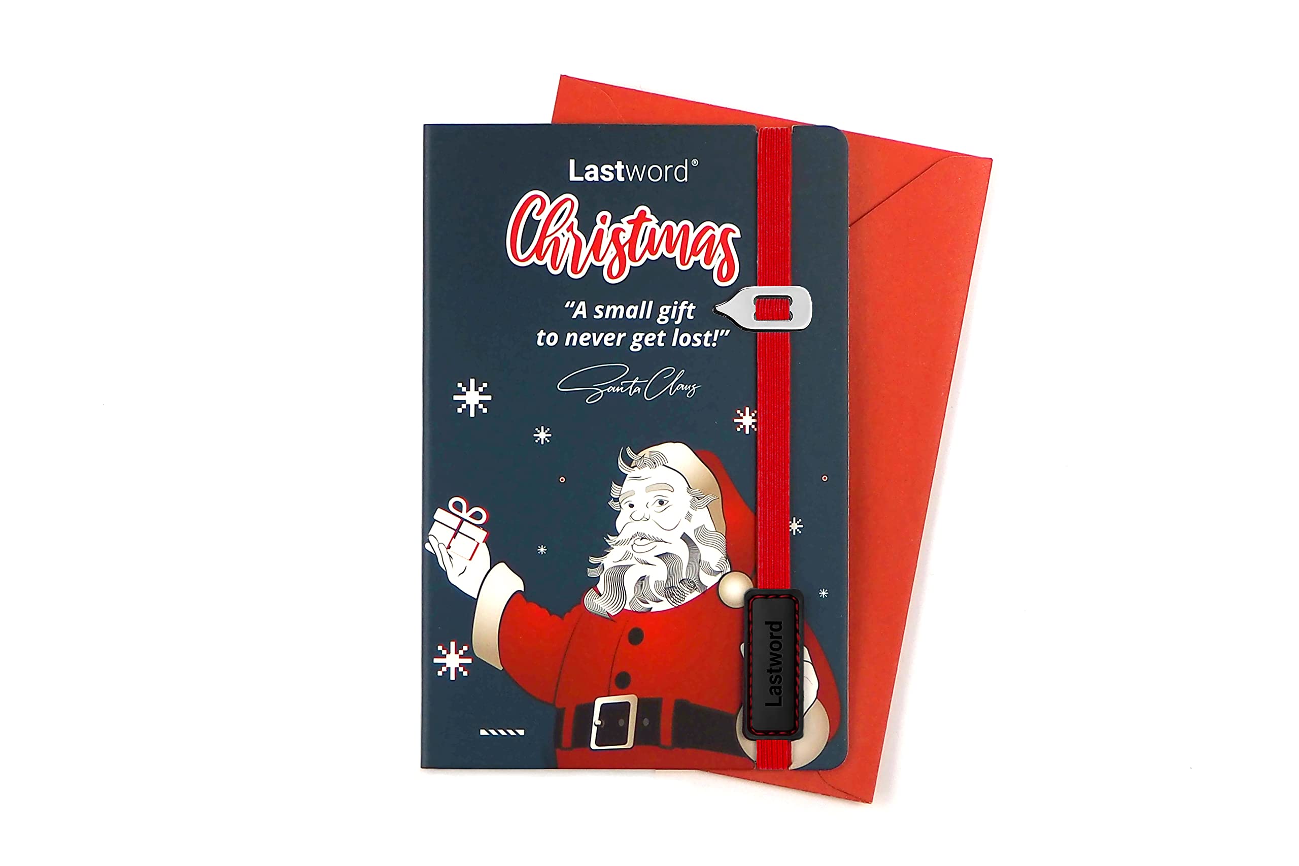 Lastword Christmas Greeting Card with Particular Elastic Bookmark, Envelope Including Letter, Christmas Card, Christmas Card for Readers, Gifts for Teachers, Design Gifts (Blue)