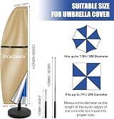Teynewer Parasol Cover Cantilever 2 Sizes Waterproof UV Windproof Khaki view 3