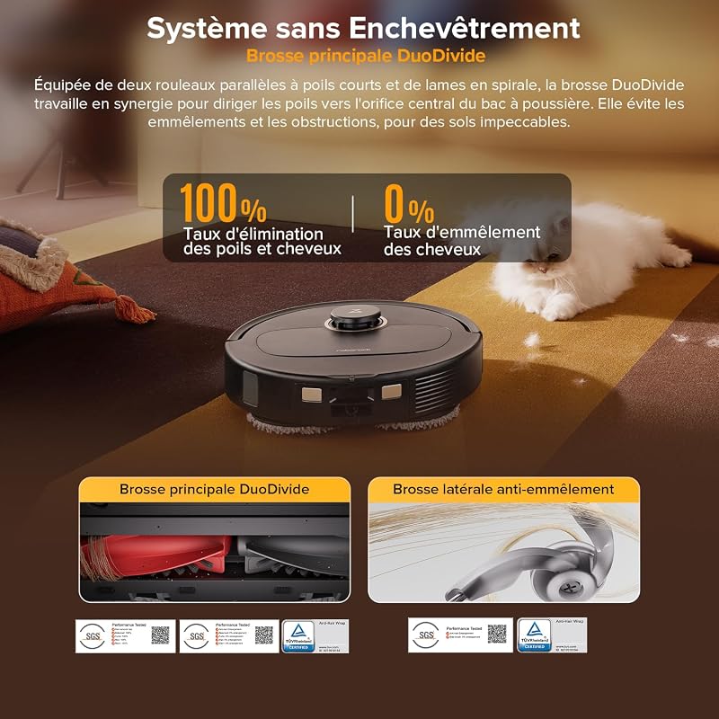 Qrevo S5V Aspirateur Robot Laveur avec Station, 12000Pa Aspiration