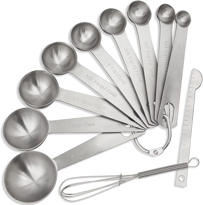 CATOOMUU Measuring Spoons Set for Cooking Baking, Stainless Steel Metal