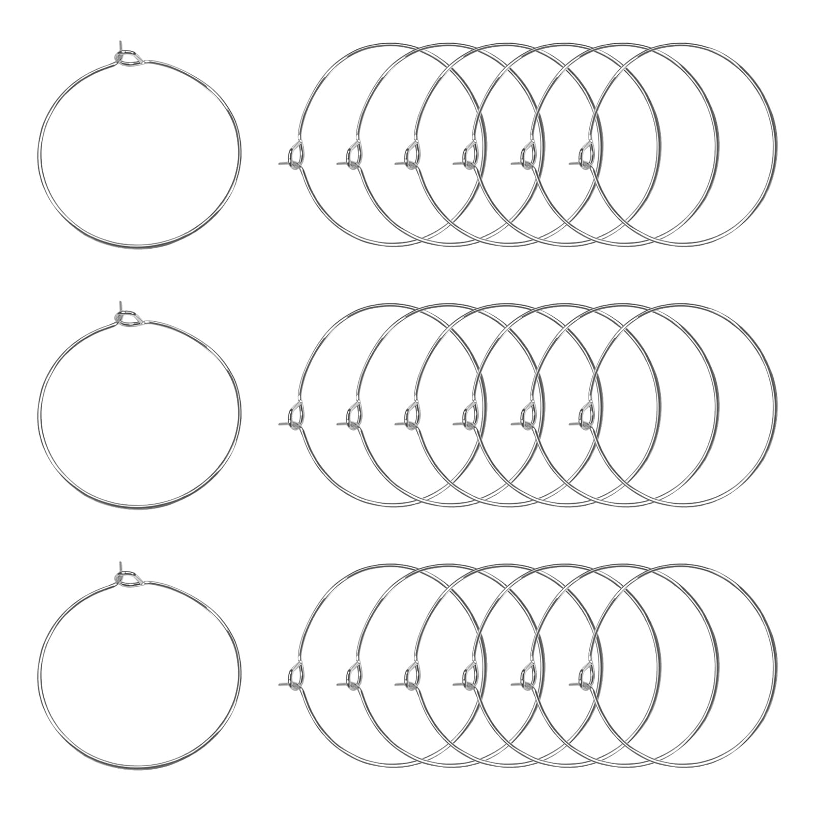 TOAOB 100pcs Wine Glass Charm Rings 35mm Silver Earring Beading Hoop for DIY Jewellery Wine Glass Markers