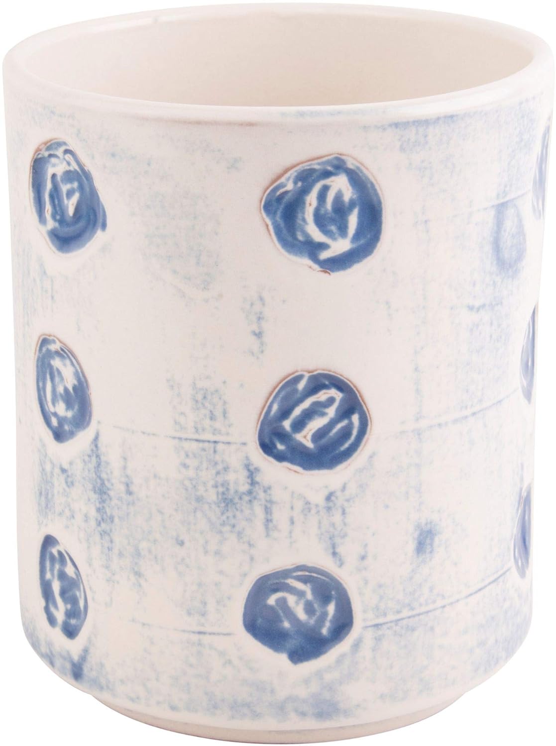 Home Essentials Blue Carved Dots Utensil Crock 7 Inches Height