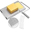 Stainless Steel Cheese Slicer with Accurate Size Scale, Wire Cheese Slicer for Butter, Equipped with 5 Replaceable Wires