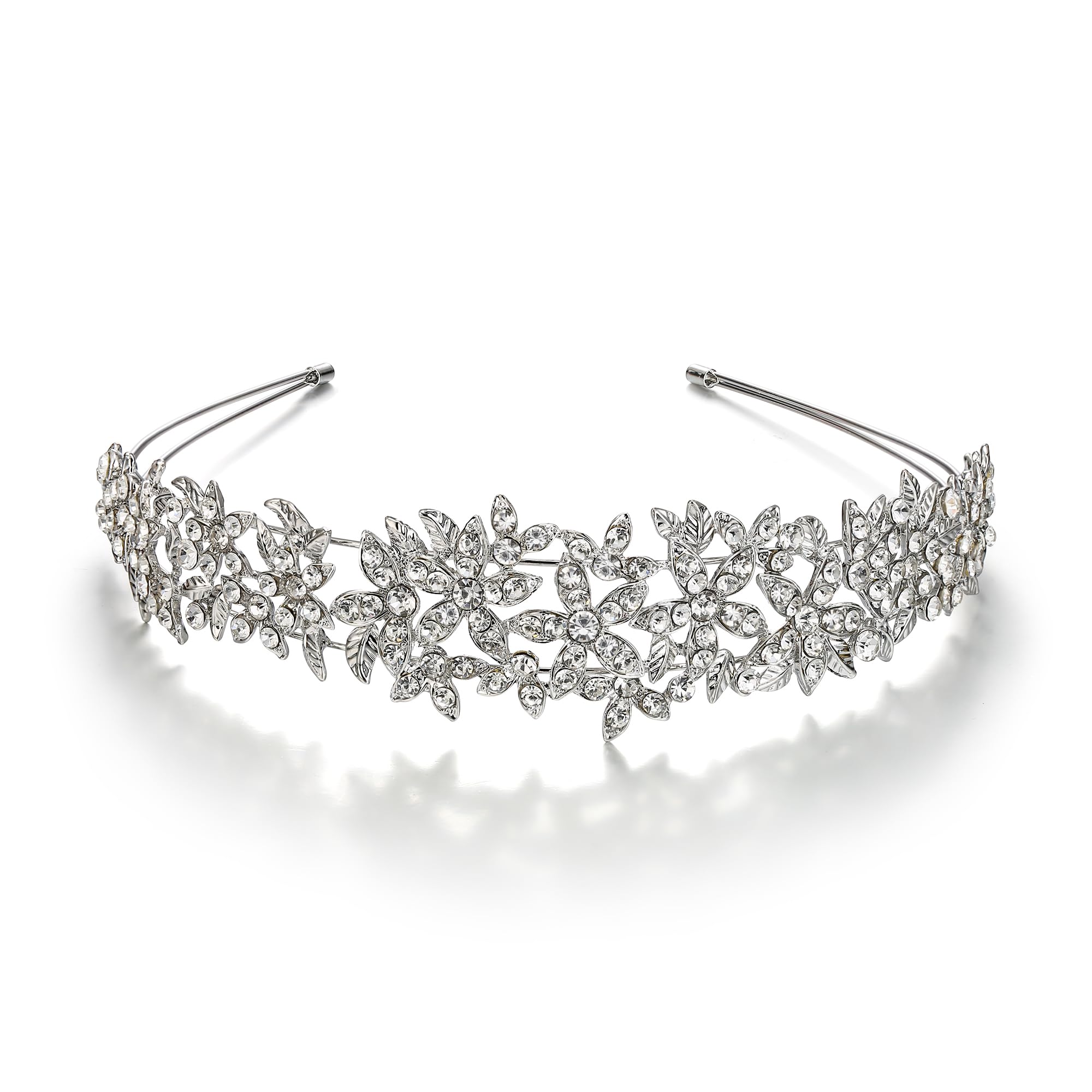 Ever Faith Women's Austrian Crystal Wedding Flower Cluster Hair Band Clear Silver-Tone