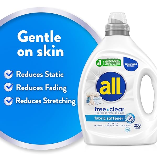 ALL FREE CLEAR, ORIGINAL, LIQUID FABRIC SOFTENER FOR SENSITIVE SKIN, UNSCENTED AND HYPOALLERGENIC, CONCENTRATED, 80OZ, 200 LOADS