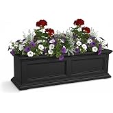 Mayne Fairview 36in Self-Watering Rectangular Window Box Planter, Black | Self-watering, All season, Fade resistant, Mounting brackets included, Built-in overflow, 15-year warranty